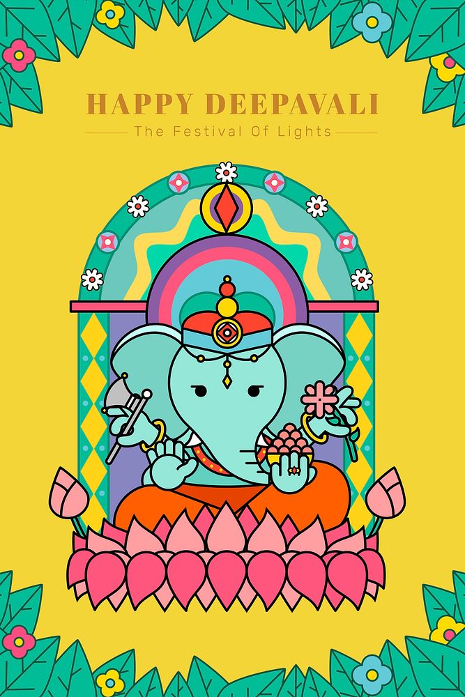 Ganesha Diwali festival background vector