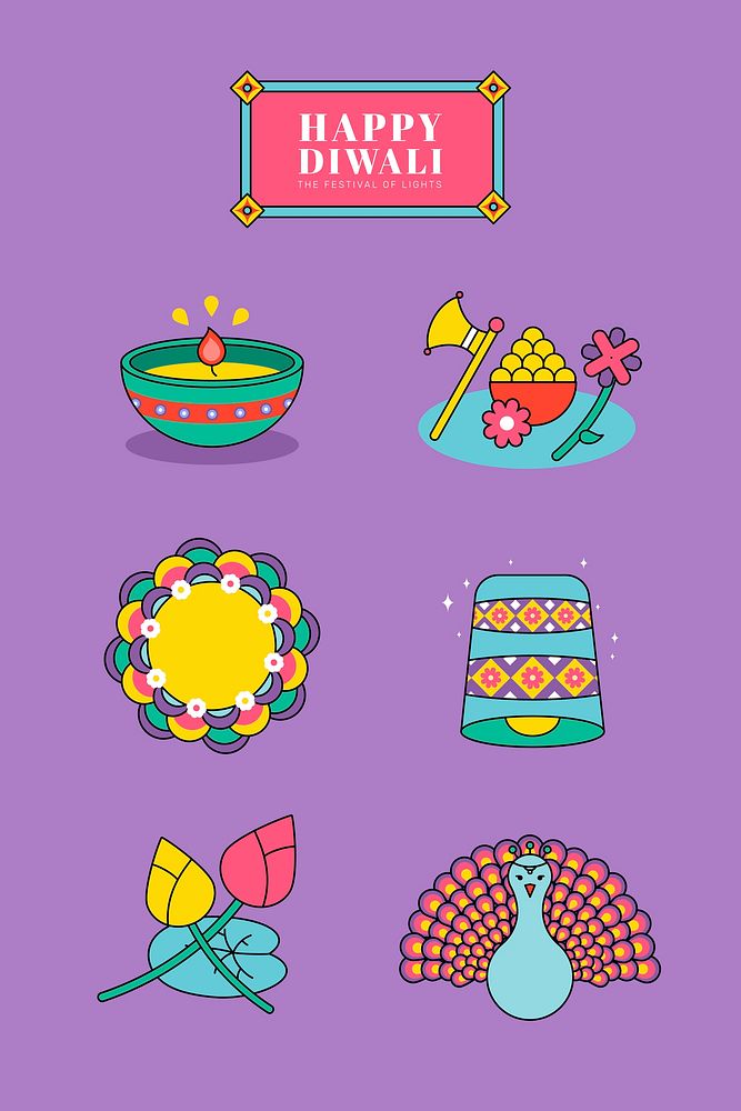 Deepavali, the festival of lights element vector set