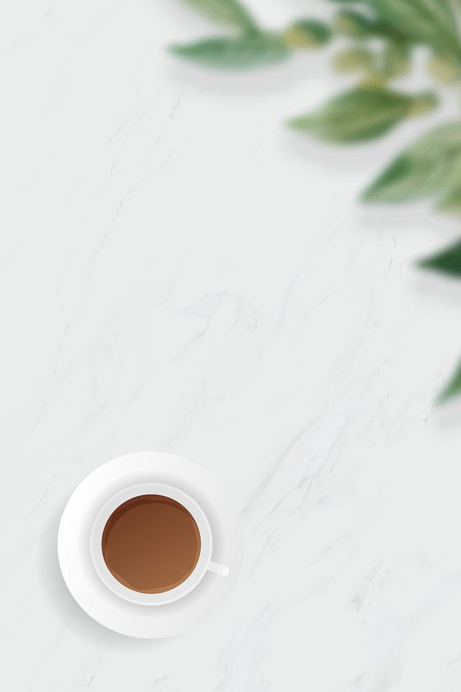 Coffee cup on white marble background template vector