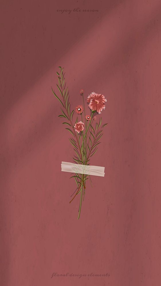 Feminine iPhone wallpaper aesthetic, flower illustration 