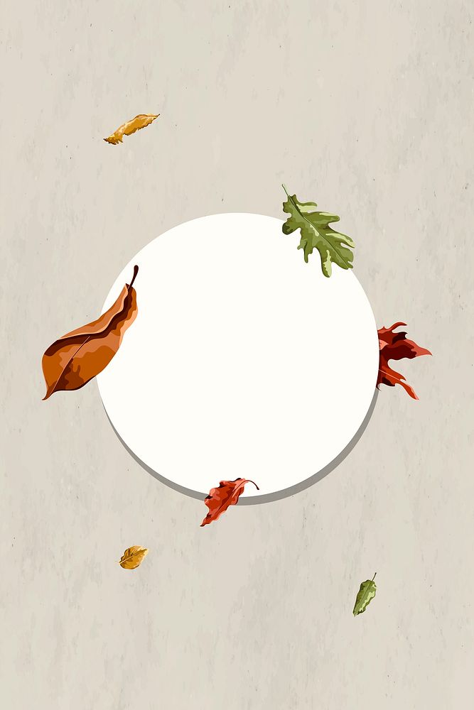 Blank round autumn leaves frame vector