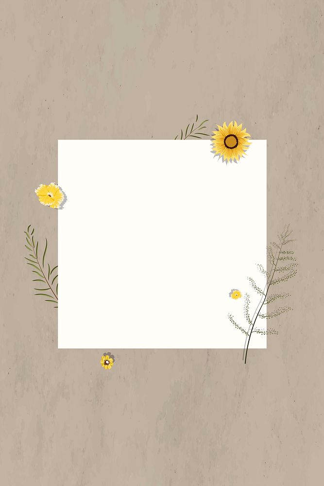 Blank square sunflower frame vector