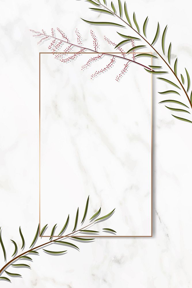 Blank rectangle leafy frame vector