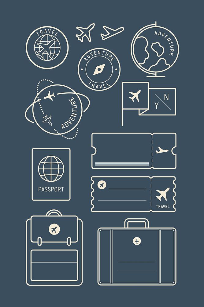 Travel stickers and badge set vector