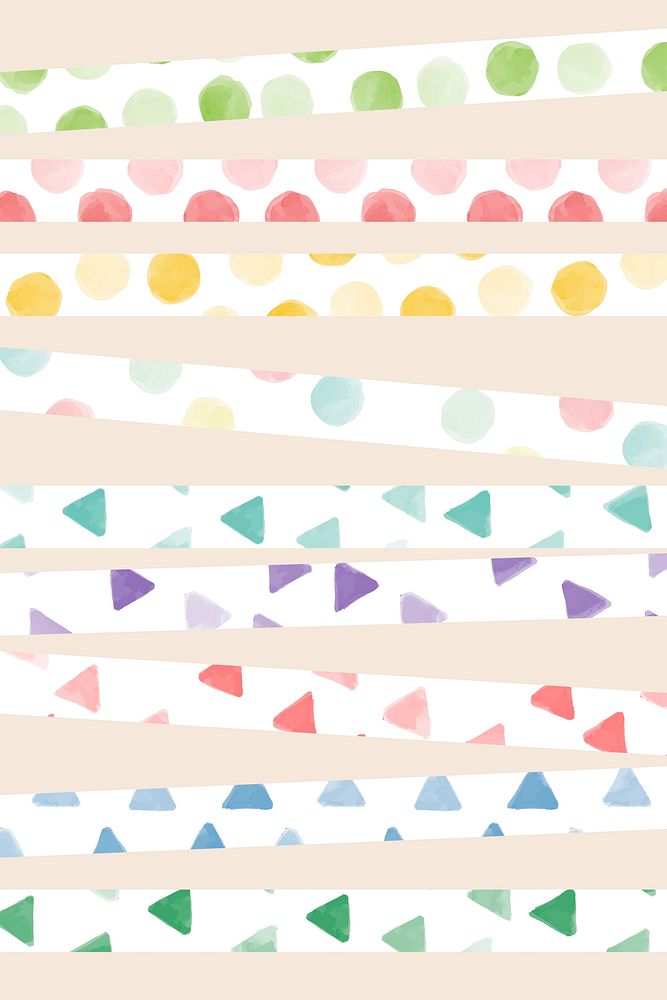 Colorful watercolor line seamless pattern  design vector set