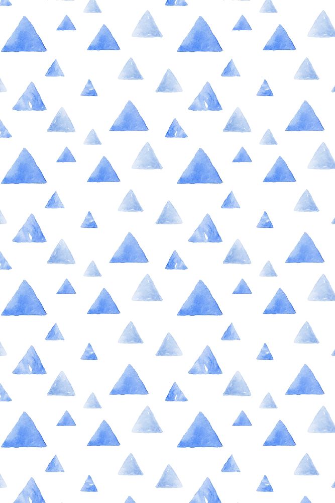 Indigo blue watercolor triangle seamless patterned background vector