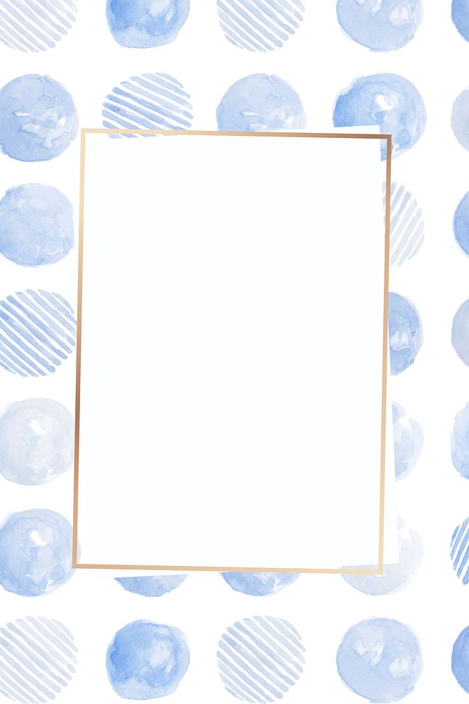 Gold frame with indigo blue circle seamless patterned background vector