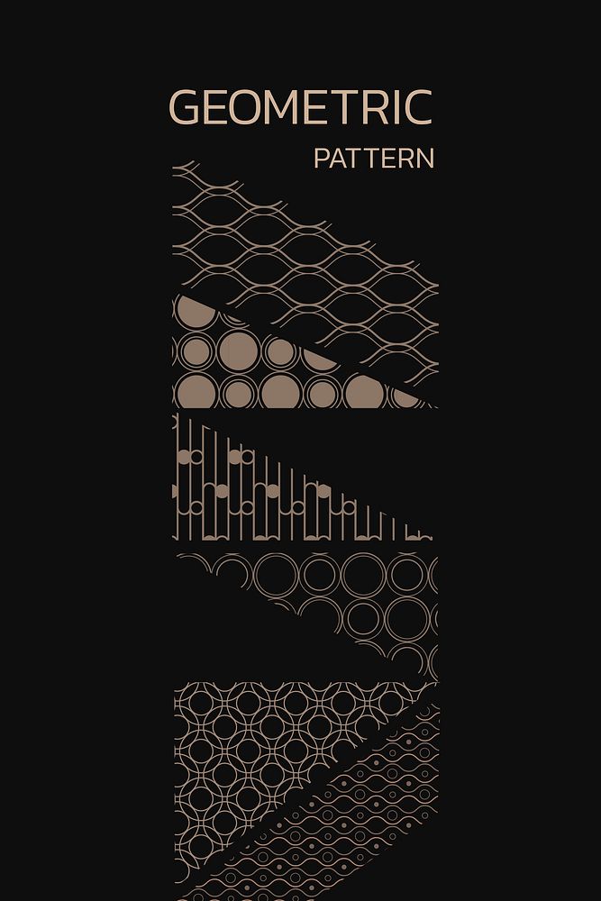 Black seamless geometric pattern vector set