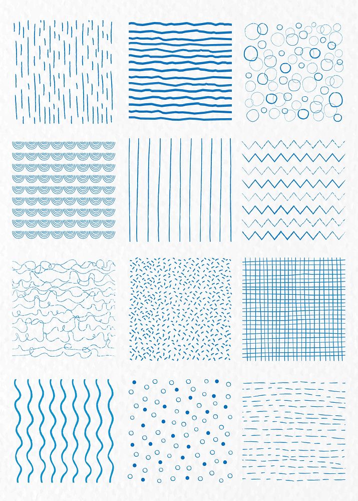 Blue abstract brush background vector set