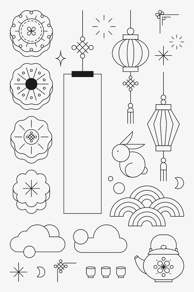 Chinese Mid Autumn festival design elements vector set