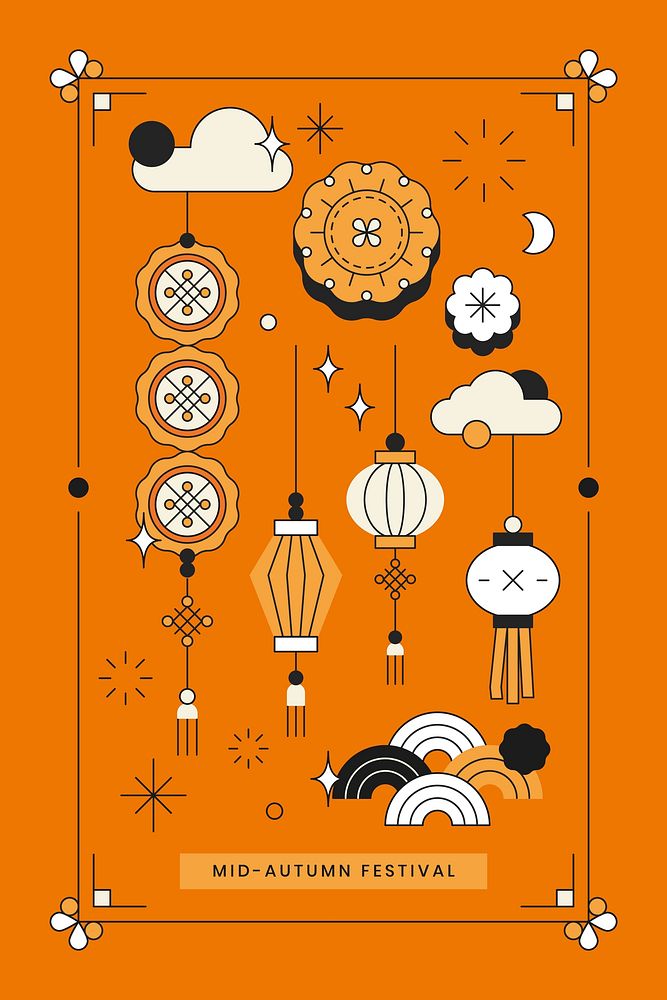 Orange Chinese Mid Autumn festival background vector