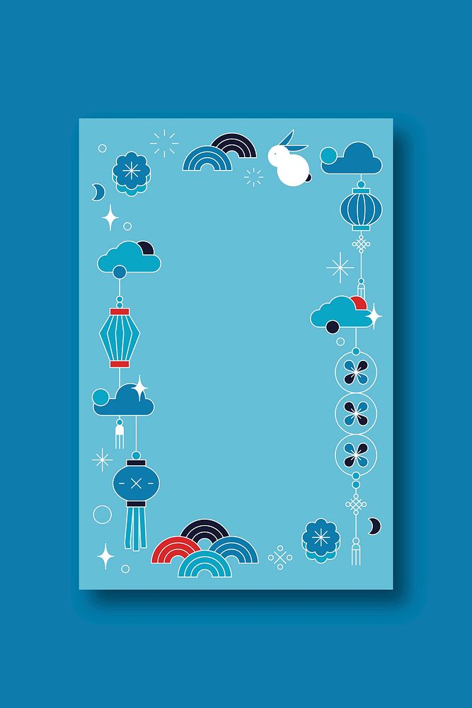 Chinese Mid Autumn festival frame on blue background template vector