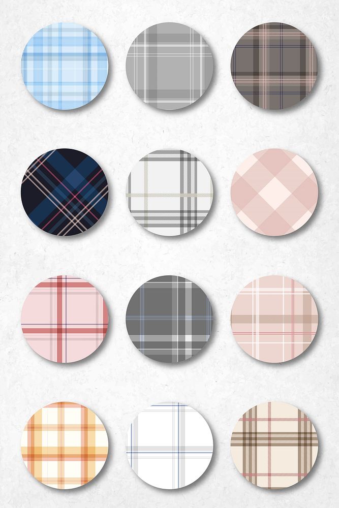 Plaid seamless pattern fabric sample swatch design element vector set