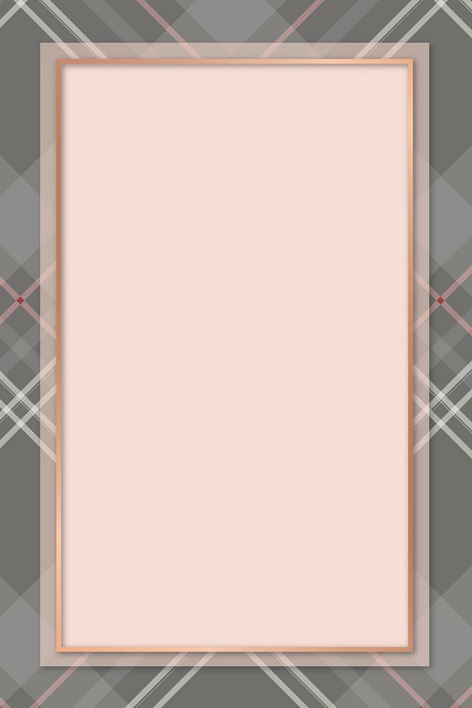 Pink and gray tartan patterned framevector template