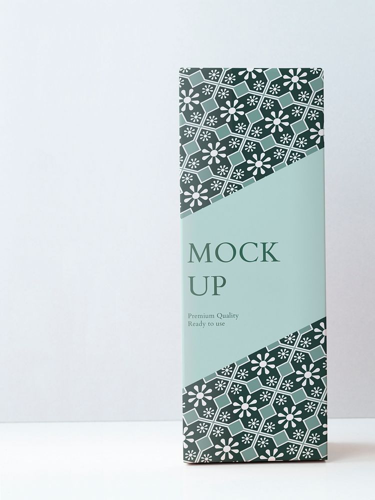 Green Asian patterned wrap paper on a box mockup