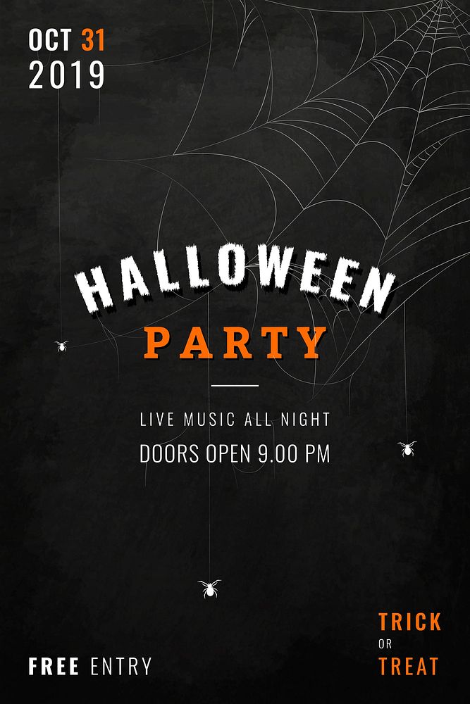 Halloween party black poster template vector