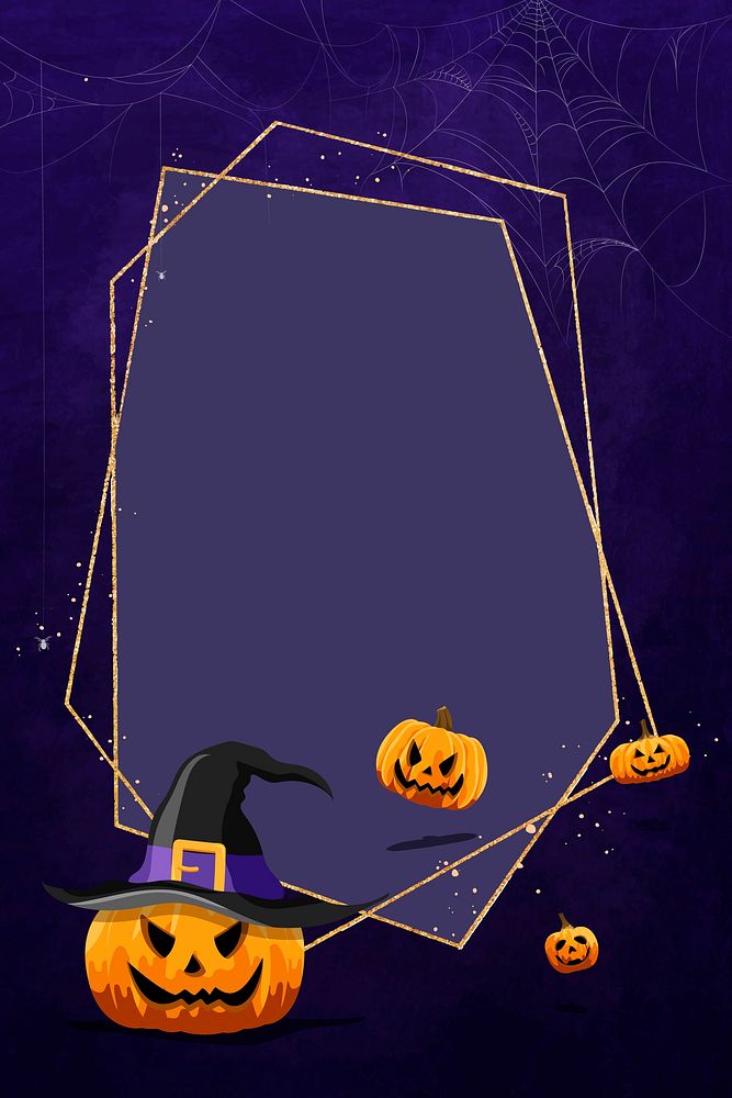 Jack O'Lantern frame on purple background vector