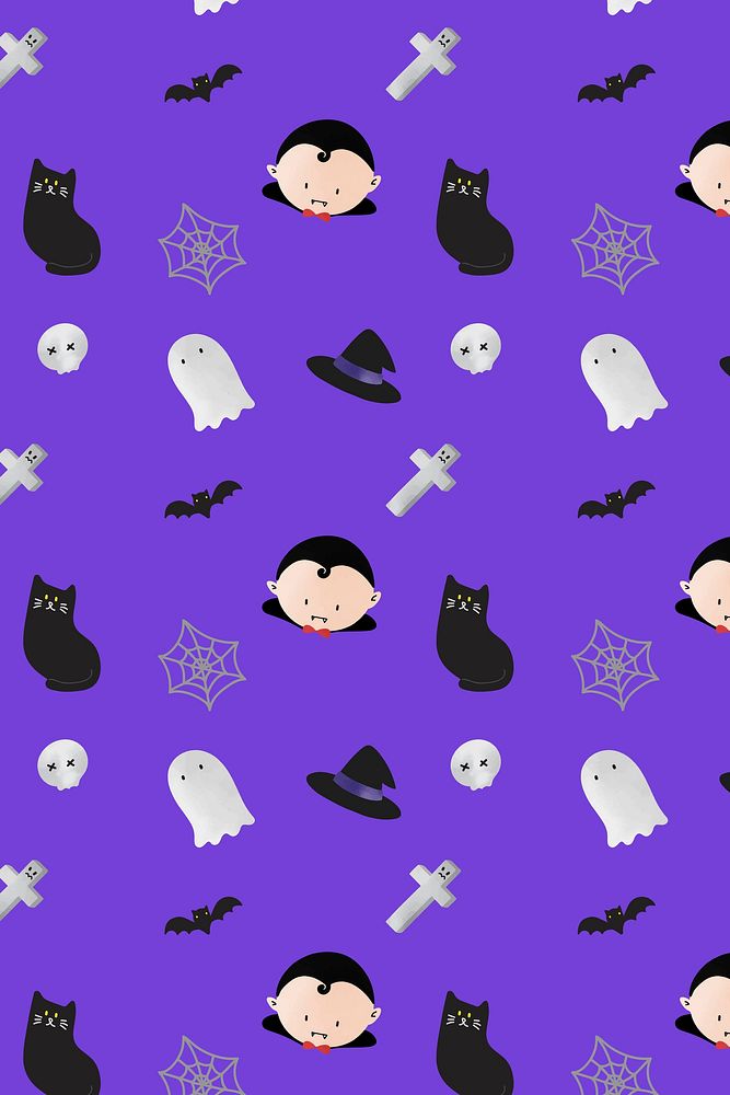 Halloween patterned seamless purple background vector