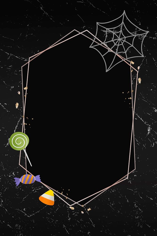Halloween gold frame on black background vector