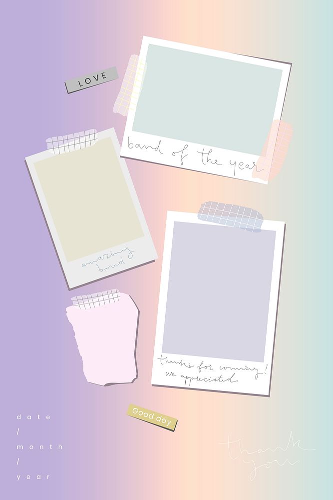 Blank pastel picture frames template