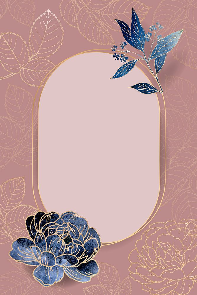 Blank pink oval floral card vector