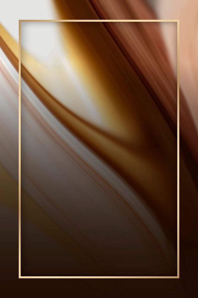 gold frame on brown fluid patterned background vector