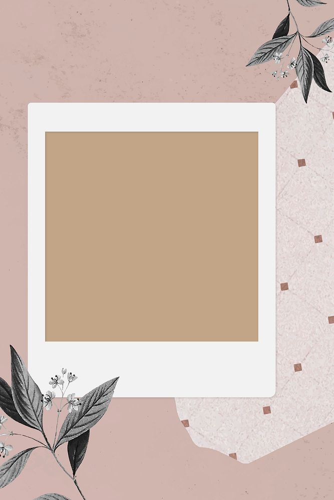Blank collage photo frame template on pink background vector