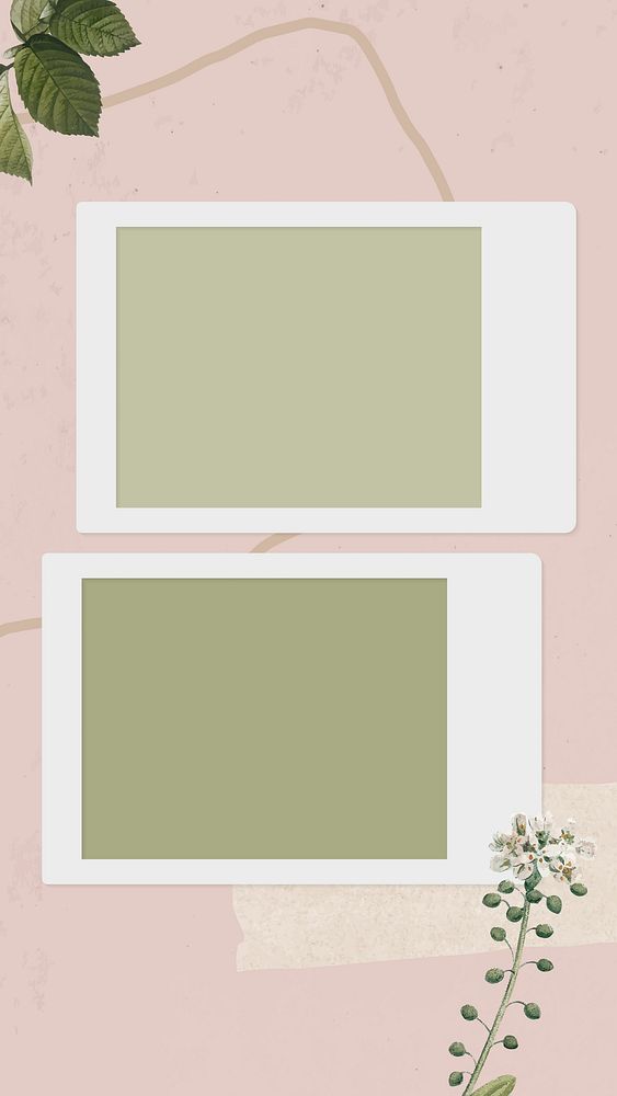 Blank collage photo frame template on pink background vector mobile phone wallpaper