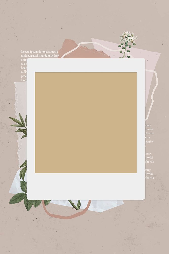 Blank collage photo frame template on beige background vector