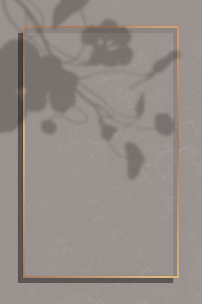 Rectangle gold frame on leaf shadowed brown marble background vector