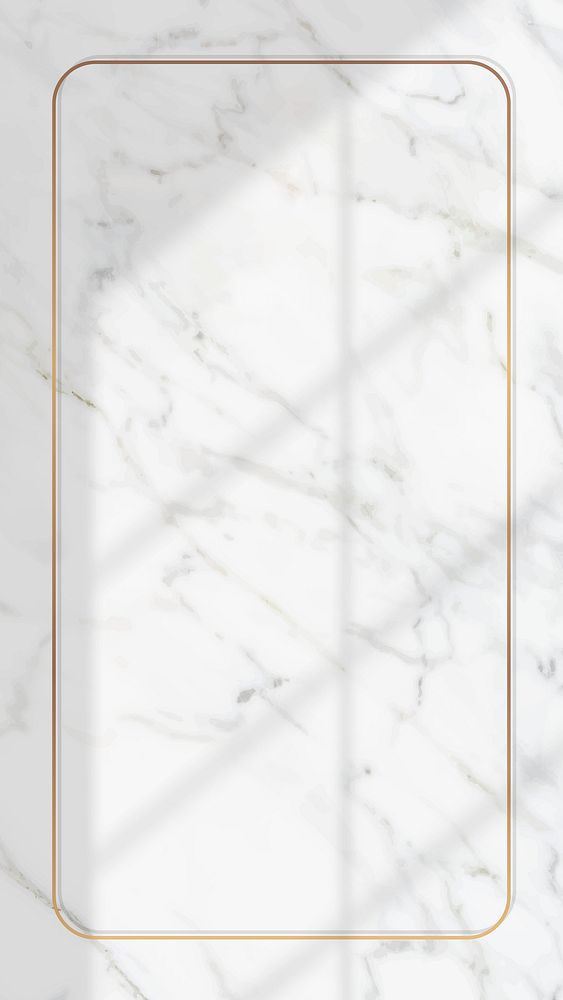 Rectangle gold frame with window shadow on white marble background vector