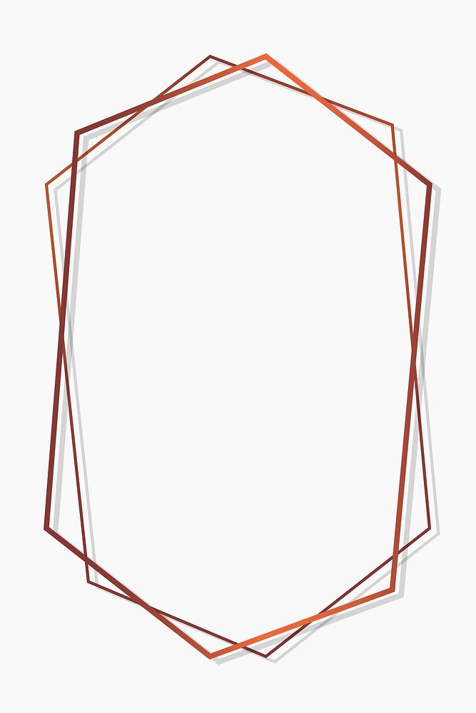 Bronze hexagon frame on white background template