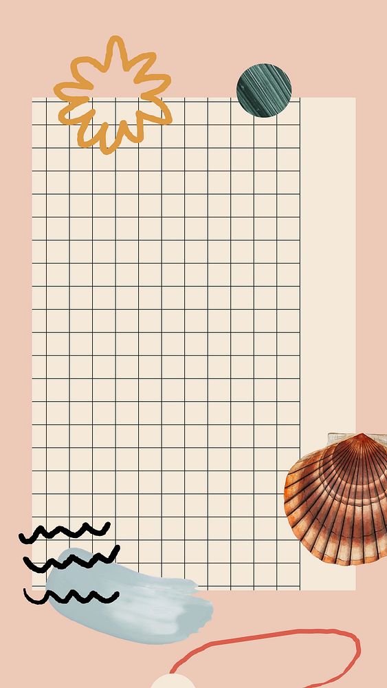 Clam shell pattern on grid mobile phone wallpaper vector