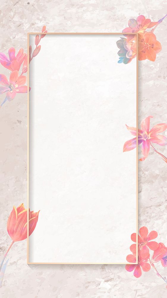 Blank pink floral rectangle frame vector
