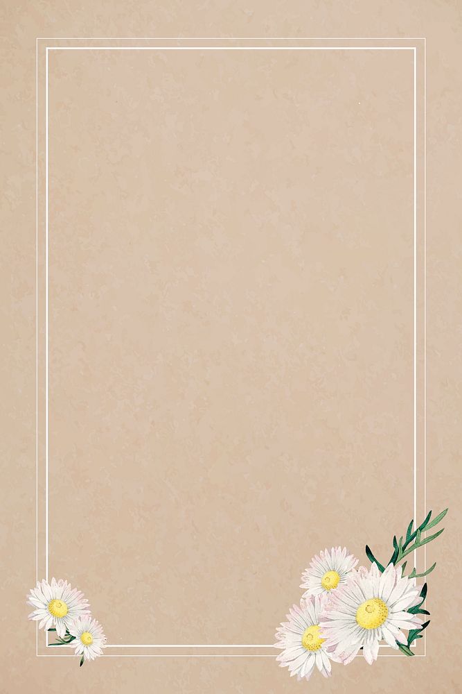 White daisy on a frame on brown background vector