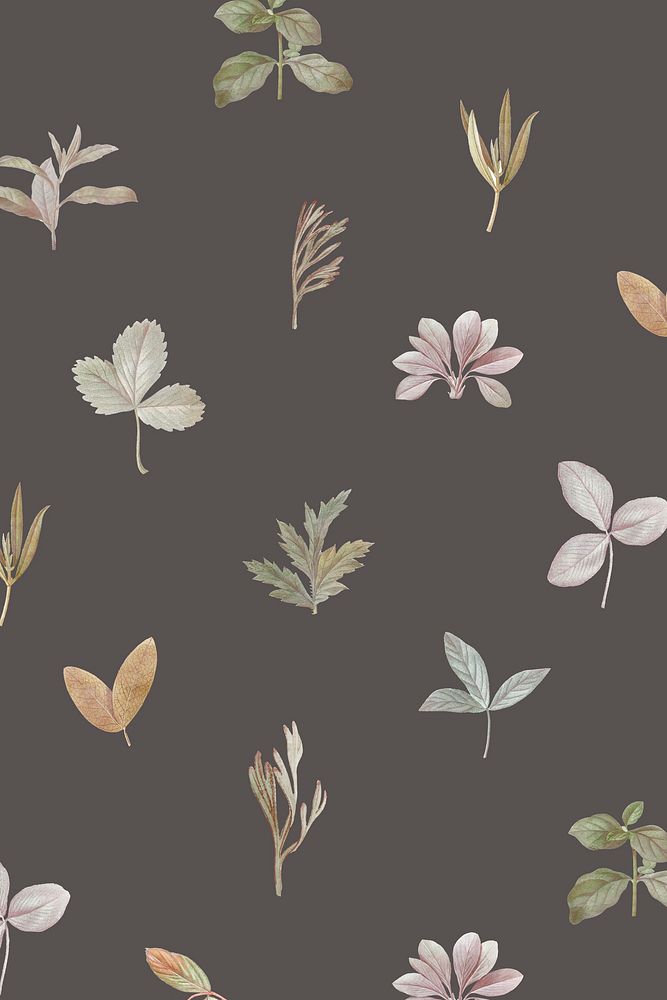 Foliage pattern on brown background vector