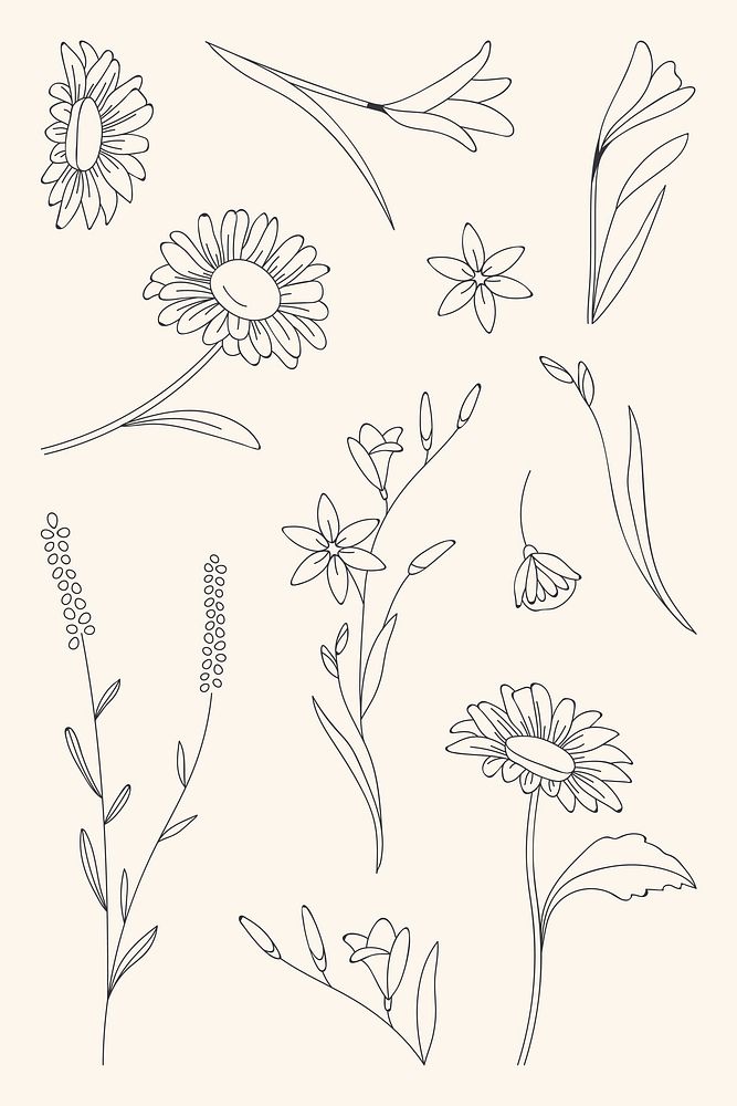 Hand drawn flower patterned background vector