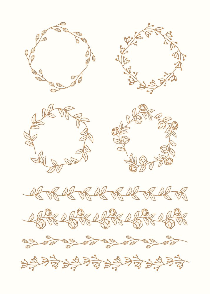 Floral doodle wreath collection vector