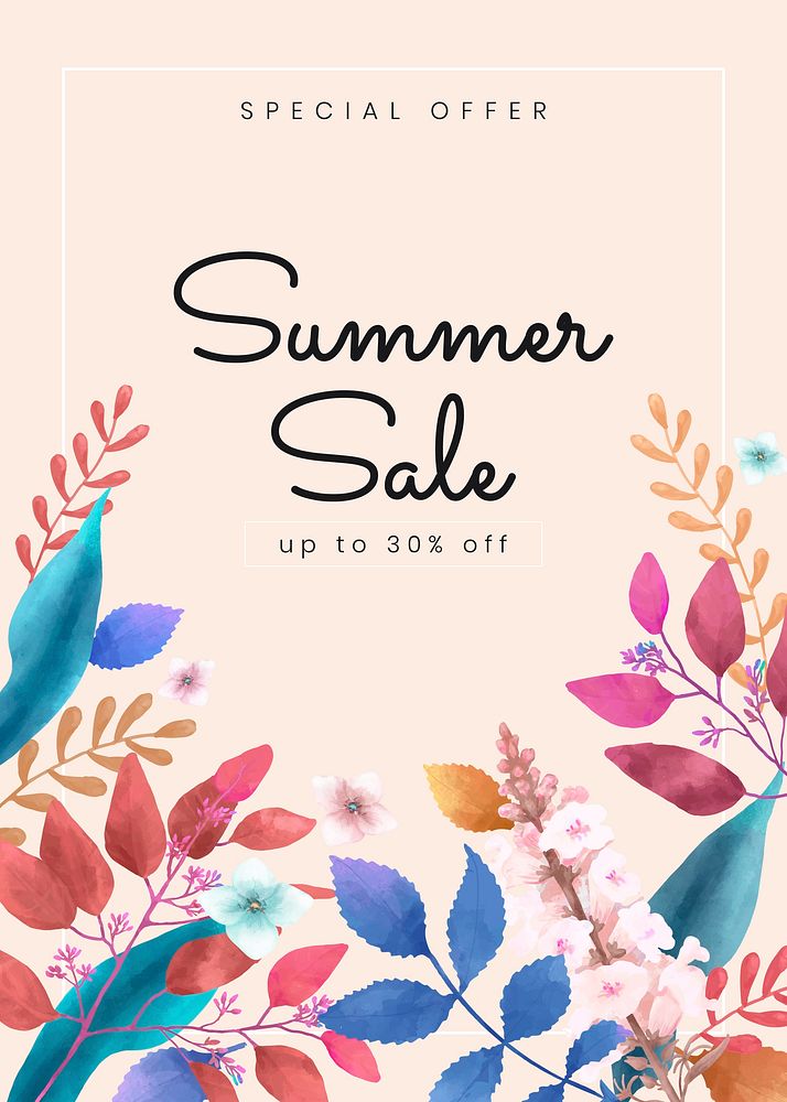 Summer sale up to 30% discount vector