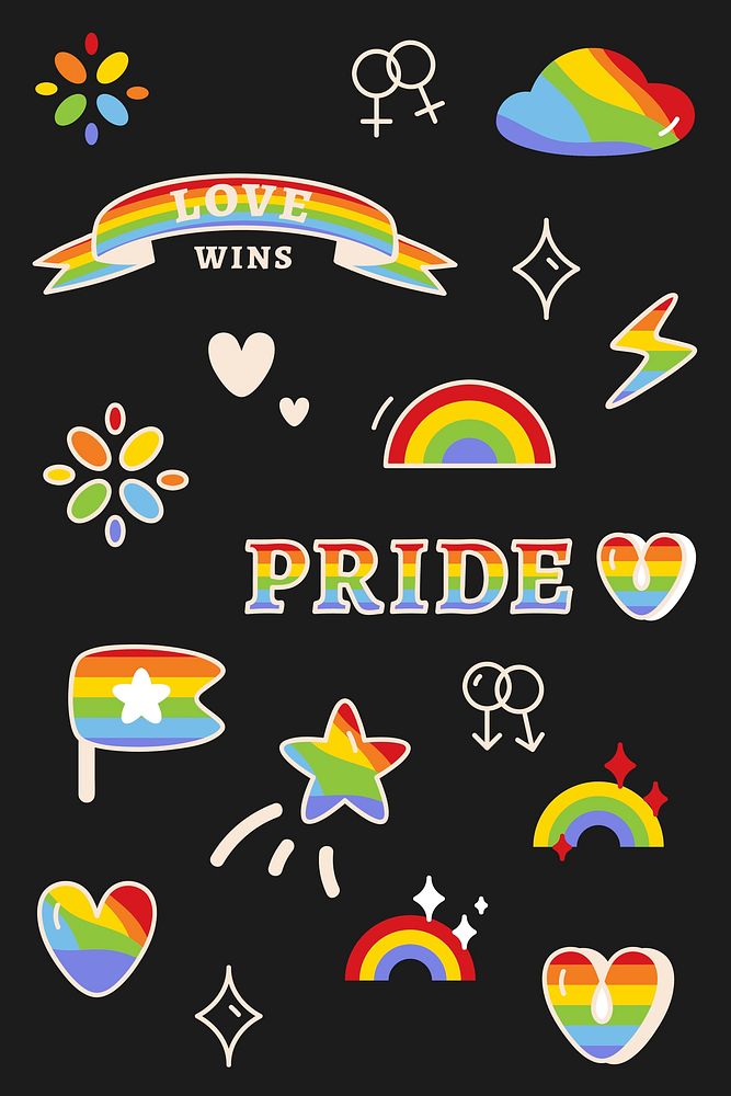 Support LGBTQ pride element vector set