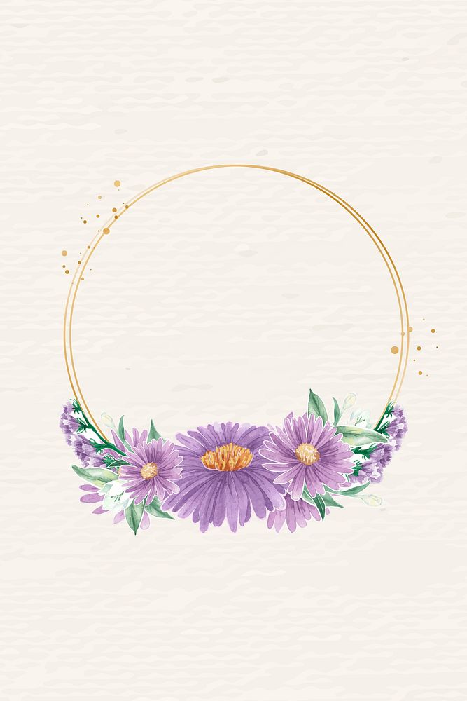 Round gold flower frame vector