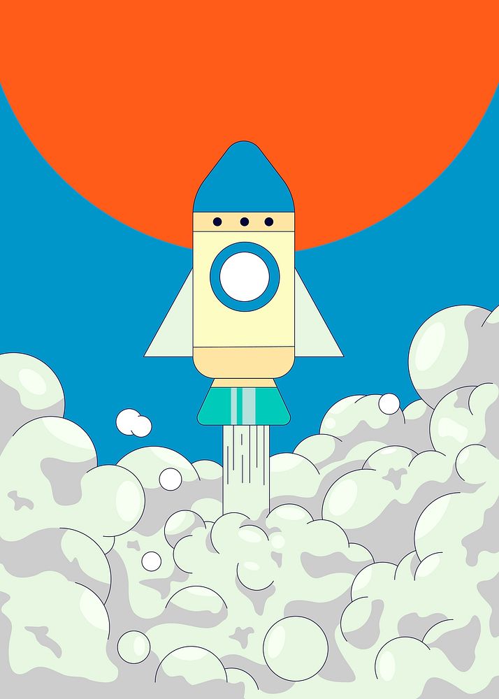 Startup rocket ship poster vector