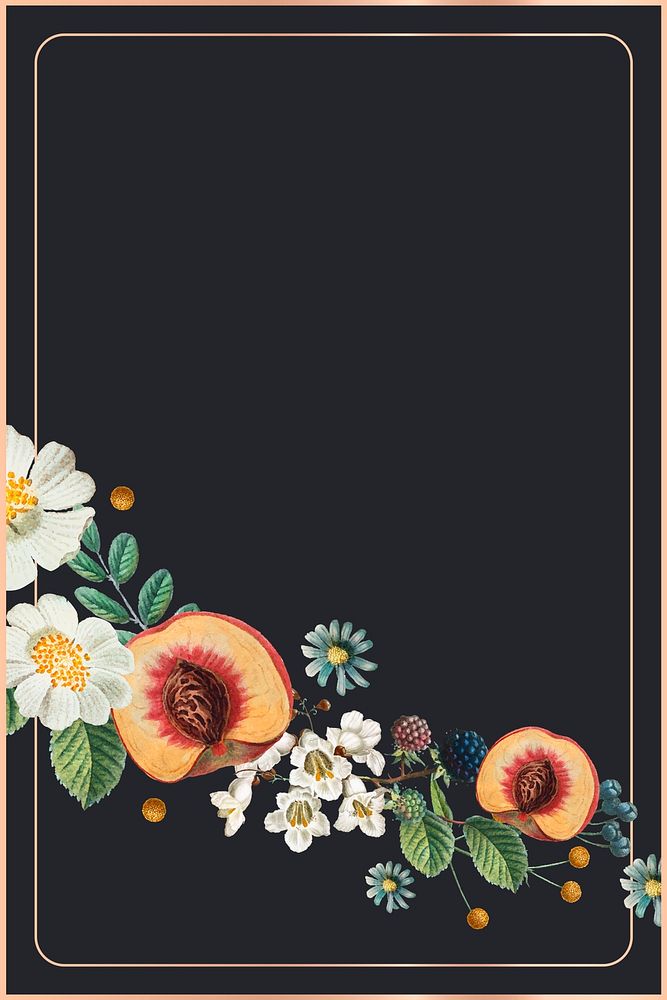 Fruit and flower frame psd hand drawn illustration with design space