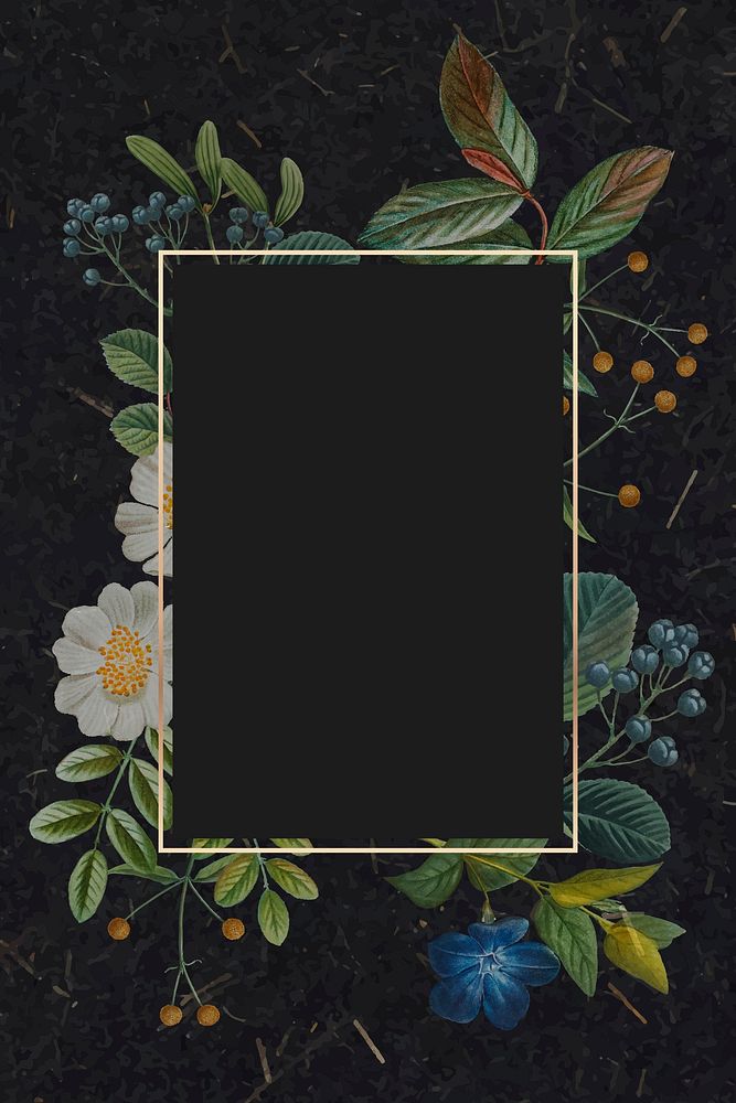 Golden rectangle floral frame vector