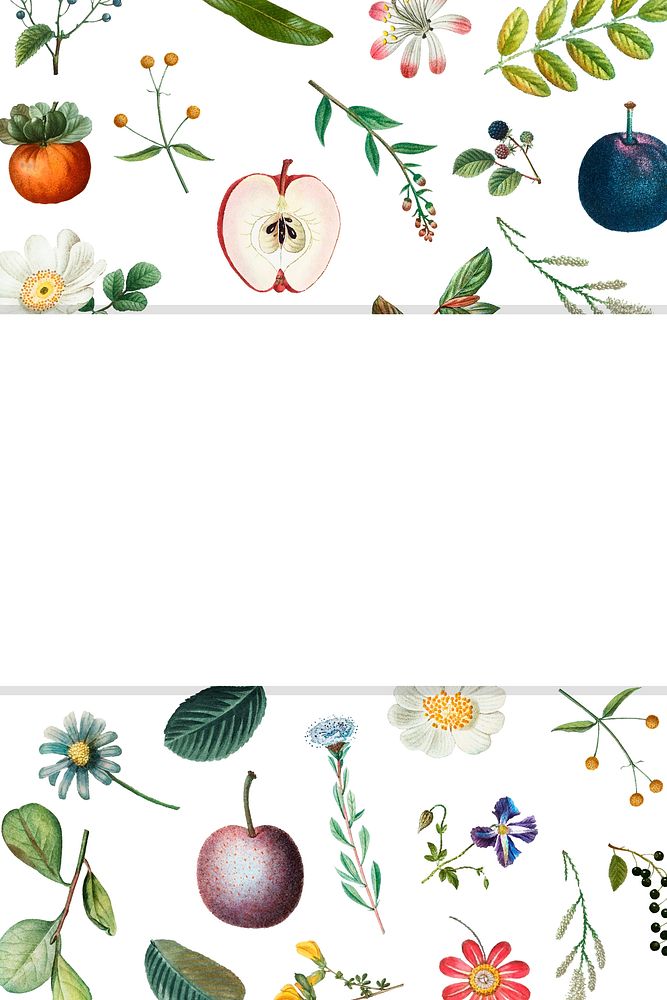 Blank floral fruity banner vector