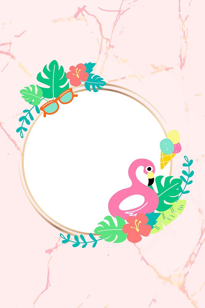 Round summer flaming frame vector