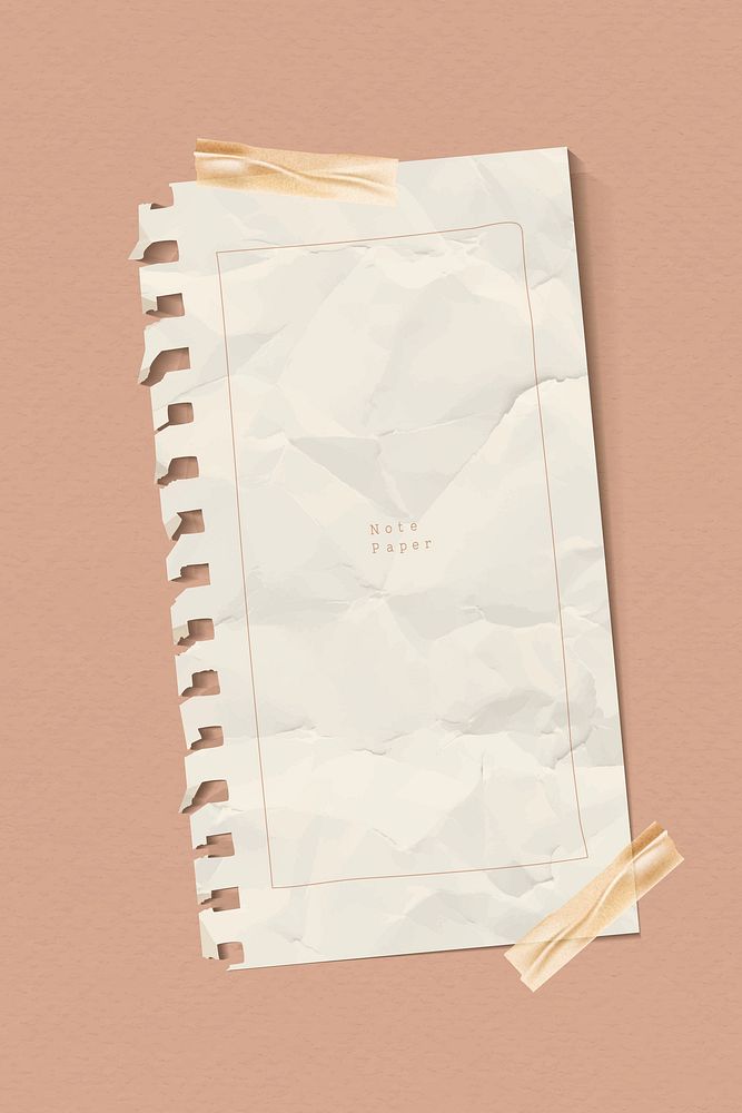 Crumpled beige note paper template vector