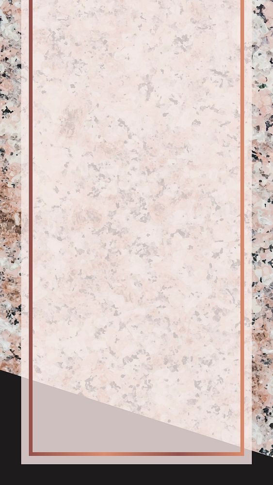 Bronze frame on marble textured mobile screen vector