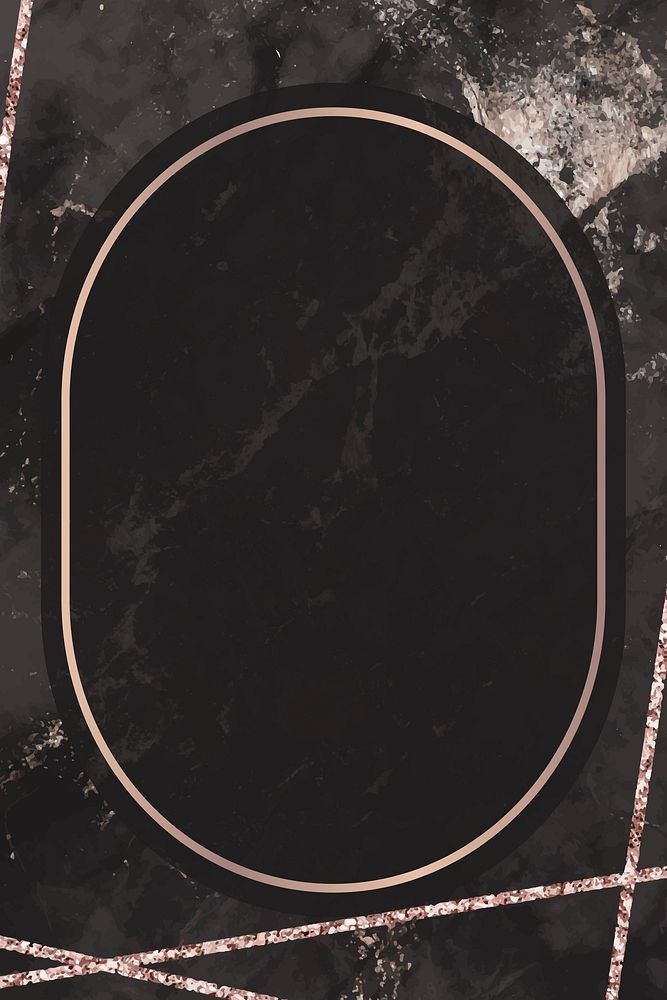 Oval frame on black marbled background vector