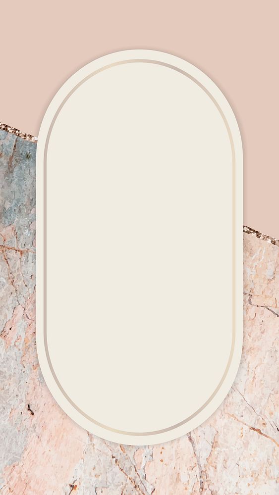 Oval frame on marbled mobile screen vector